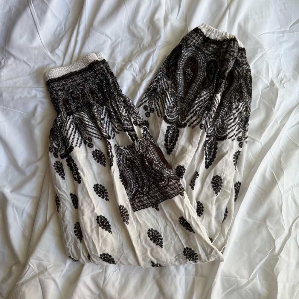 Black and White Patterned Women's Hippie Pants